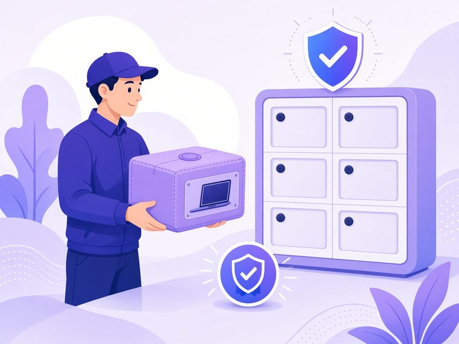 Agent placing a sealed product in a secure locker